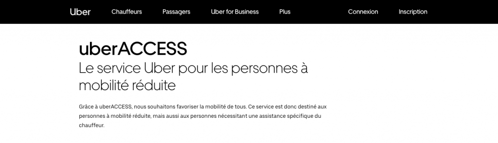 page d'accueil du site internet de uberACCESS